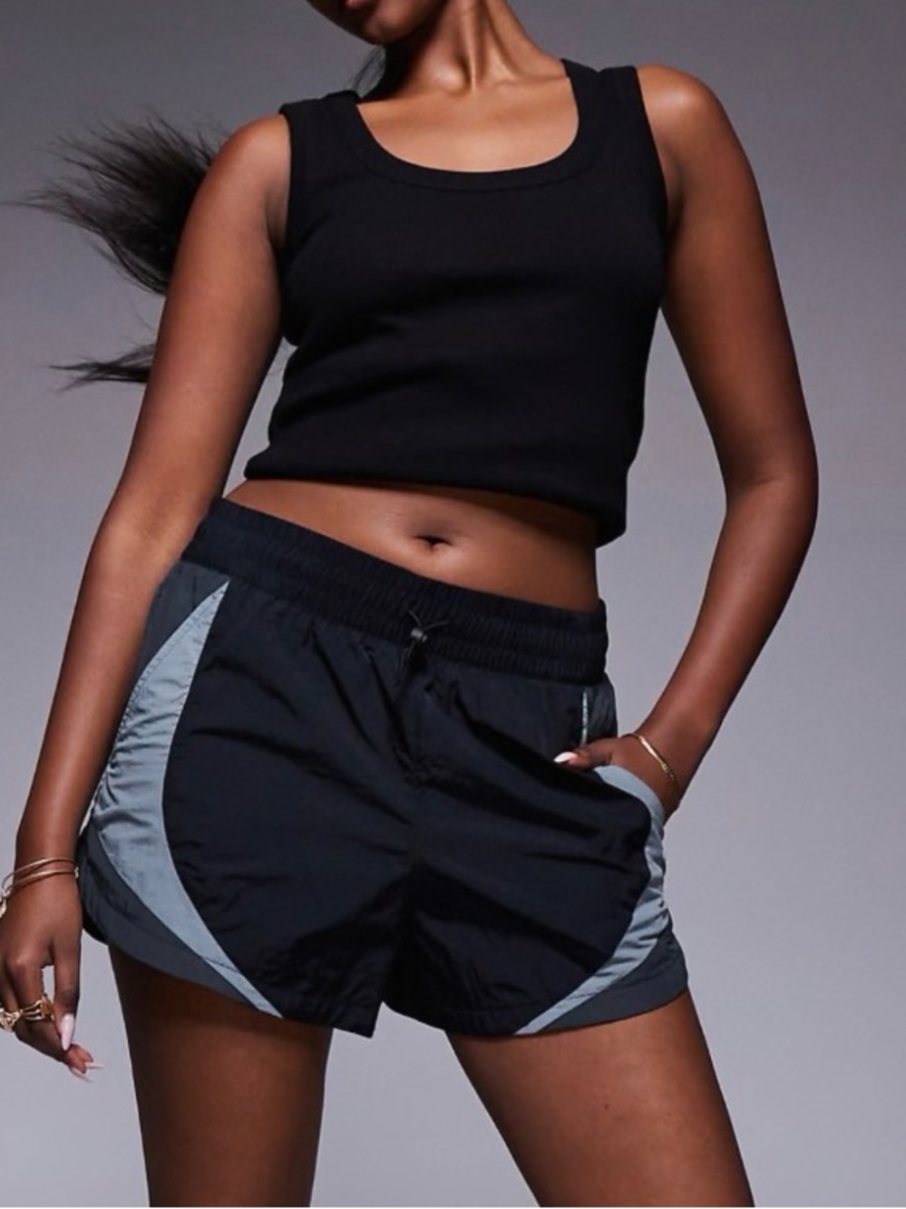 Nike street paneled 3 in shorts in black and gray Large mid rise Loose fit